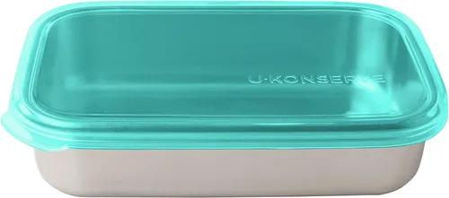Vista 9 de U Konserve Contenedor de almacenamiento de alimentos de acero inoxidable con forma de caja bento rectangular, con tapa de silicona a prueba de fugas