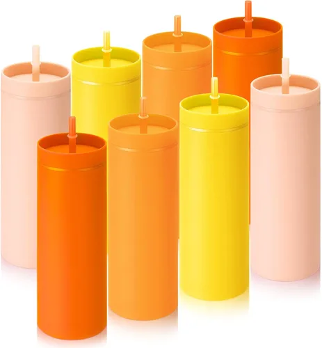 Vista 13 de Baderke - Paquete de 8 vasos delgados de 16 onzas a granel con tapa y Verde oscuro