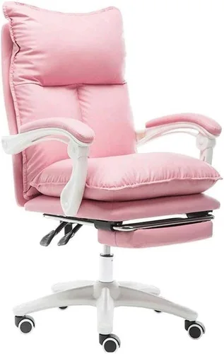 Vista 6 de Silla de oficina ergonómica de cuero ejecutiva grande y alta con base de respaldo alto, reposabrazos reposapiés oculto y sillas giratorias para Beige