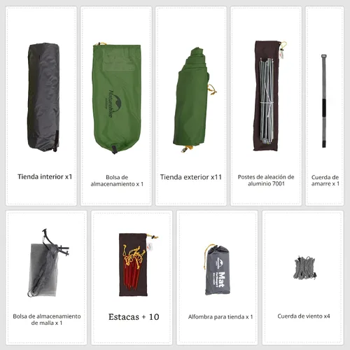 Vista 8 de Naturehike Mongar - Tienda de campaña para 2 personas, 3 estaciones, Tienda de campaña para mochileros ultraliviana para senderismo, Ciclismo