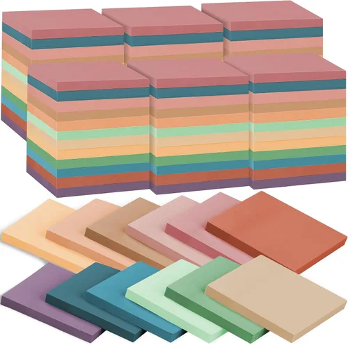 Vista 10 de 36 blocs de notas adhesivas de 3 x 5 pulgadas, 12 colores autoadhesivos, multicolor, bloc de notas rectangulares brillantes y coloridas