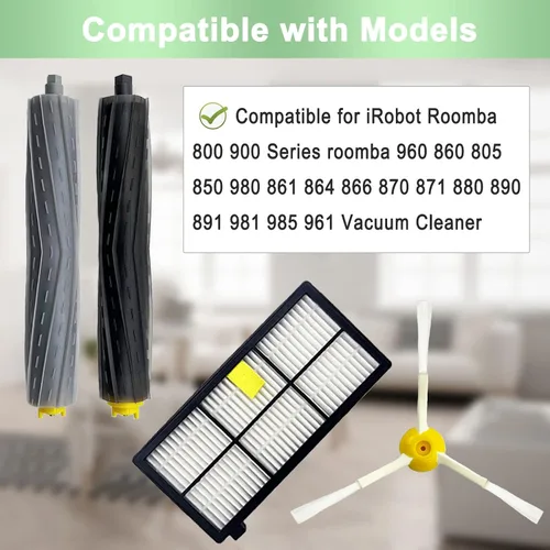 Vista 2 de Paquete de 9 piezas de repuesto compatibles con aspiradoras iRobot Roomba 800 900 Series 960 860 805 850 980 861 864 866 870 871 880 890 891 981 985