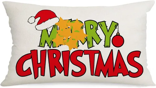 Vista 10 de AOFANGGO Funda de almohada de Navidad de 12 x 20 pulgadas, decoración navideña, funda de cojín rectangular para cama, silla, sofá