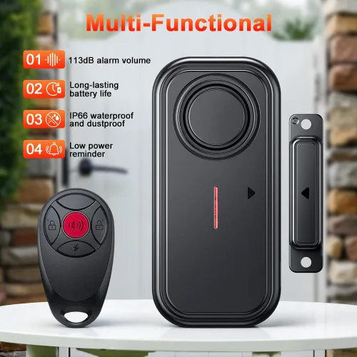 Vista 8 de Alarmas de puerta cuando se abre, alarma antirrobo de ventana de 113 dB con control remoto, sensor magnético de puerta de seguridad, seguridad