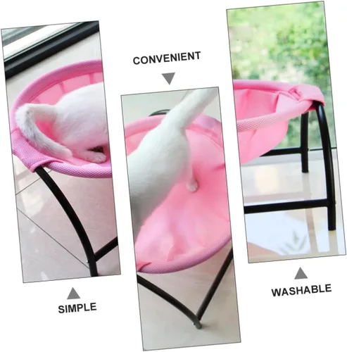 Vista 5 de UKCOCO Hamaca elevada para gatos, elegante y duradera para mascotas para uso en interiores y exteriores, marco elegante para descansar y relajarse