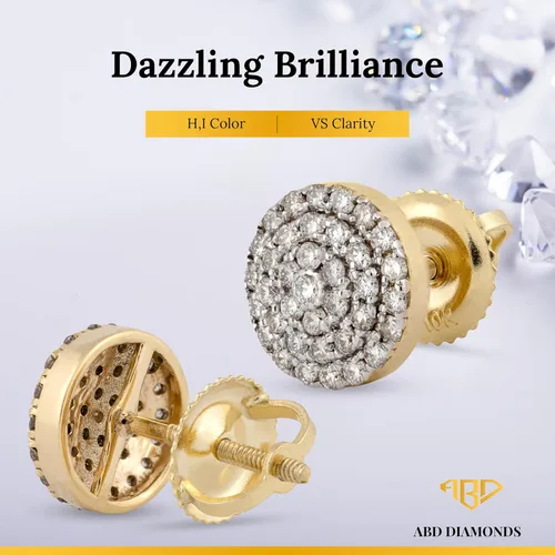 Vista 3 de ABD Diamonds 10KT Gold Round Shape Lab-Grown Diamond Stud Earrings for Women, Fine Diamond Jewelry Gifts for Her, H,I Color, VS Clarity, 0.40 Carats