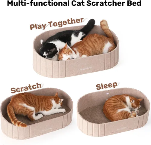 Vista 3 de FUKUMARU Rascador para gatos, cama rascador de gatos con forma de sofá de 24 pulgadas, tabla rascador reversible desmontable para gatos