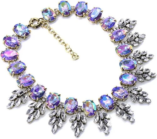Vista 5 de Lux StTreatment - Juego de collar de hoja de cristal para mujer, collar y aretes