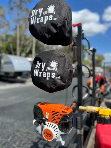 Vista 7 de Cubierta impermeable para recortadora - DRYWRAPS (paquete de 3) - Bordeadora, sierra de poste, para STIHL Echo Husqvarna (naranja)