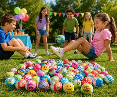 Vista 5 de Fun Express Hacky - Bolas de saco de kickball, surtido a granel de 96 mini bolas, perfectas para jugar en interiores o exteriores, recuerdos