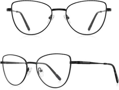 Vista 2 de RB. Pilot - Lentes de lectura retro de ojo de gato para mujer, con bloqueo de luz azul, lentes de computadora con bisagra de resorte