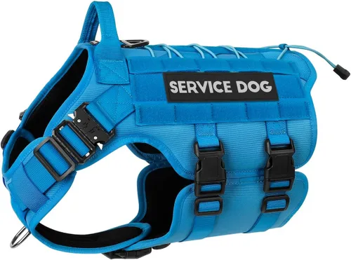 Vista 17 de PETNANNY - Chaleco táctico para perro de servicio - Arnés de apoyo emocional sin tirones con parches de gancho y bucle y sistema Molle para Negro