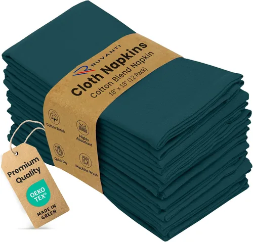 Vista 19 de Ruvanti - Juego de 4 servilletas de tela de 45x45 centímetros, lavables, suaves, duraderas, absorbentes, mezcla de algodón. Servilletas de mesa