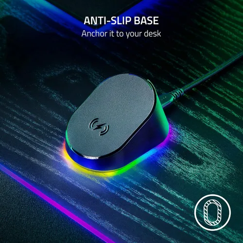 Vista 5 de Razer Mouse Dock Pro con Puck de Carga Inalámbrica: Carga Inalámbrica Magnética - Transceptor HyperPolling 4K Hz Integrado - Base Antideslizante