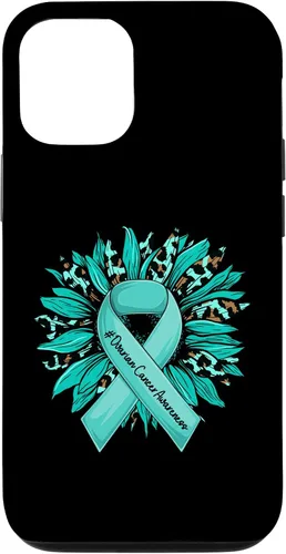 Vista 28 de Leopard Sunflower Teal Ribbon Ovarian Cancer Awareness Case for iPhone 16