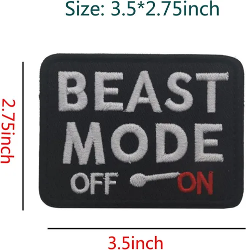 Vista 2 de Parches de moral militar, modo bestia en insignias bordadas, emblema táctico decorativo de gancho y bucle para chaqueta, ropa, bolso, zapatos
