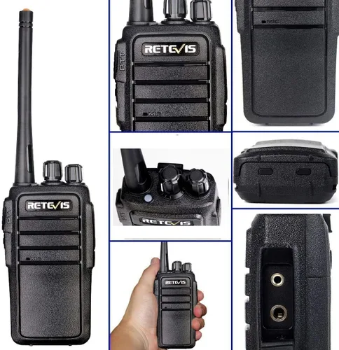 Vista 2 de Retevis RT21 Walkie Talkies para adultos (paquete de 6) con auriculares (paquete de 10), radio de 2 vías manos libres con cargador multibanda