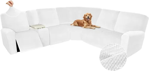 Vista 281 de Arfntevss Fundas de sofá seccional reclinable de terciopelo, Funda de sofá seccional de esquina para sofá reclinable, Funda elástica suave
