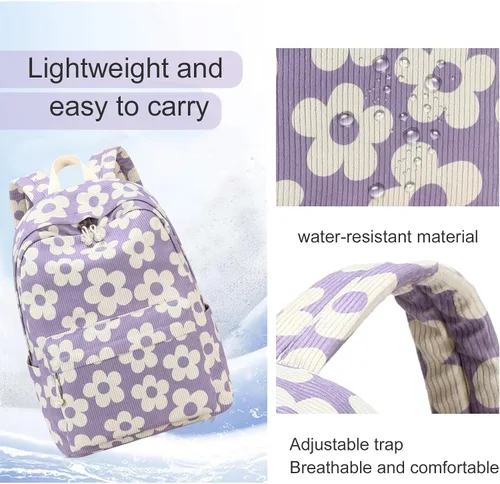 Vista 37 de LOIDOU Mochila para adolescentes y niñas, mochila escolar con lonchera y estuche para lápices, juego de bolsas escolares 3 en 1