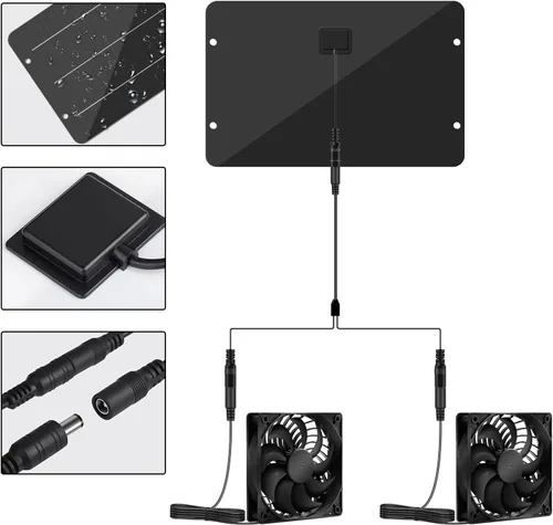 Vista 8 de Kit de ventilador de energía solar de 12.6 pulgadas IPX7 resistente a la intemperie, panel solar de 15 W con 2 ventiladores impermeables, ventilador