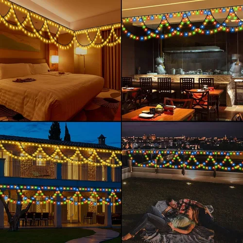 Vista 7 de KAZOKU Luces de Navidad para Exteriores 380LED 40 Pies Impermeables Luces de Cadena de Hadas Extensibles Semicirculares Luces de Navidad Control Luz