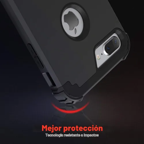 Vista 7 de IDweel Funda para iPhone 8 Plus, Funda para iPhone 7 Plus con Protector de Pantalla de Vidrio Templado, 3 en 1 Resistente a Golpes Delgada Híbrida