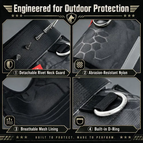 Vista 4 de Arnés de protección para perros, placa de acero ligera y flexible integrada contra ataques de coyote, halcón, raptor y aves de presa