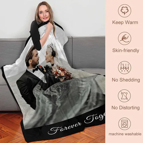 Vista 6 de YESCUSTOM Manta personalizada con fotos y texto, Manta familiar personalizada para adultos, niños y amigos, para cumpleaños, regalo conmemorativo