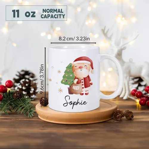 Vista 5 de Regalos de Navidad, taza de Papá Noel para niños, taza de chocolate caliente personalizada para niños, tazas lindas para niños, taza de café