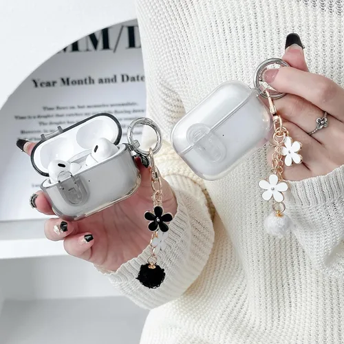 Vista 7 de Bonita funda Magsafe para Airpods Pro 2, clip de bloqueo para niñas y mujeres, con dijes de flores y kit de limpieza, TPU suave, Airpods iPod Pro