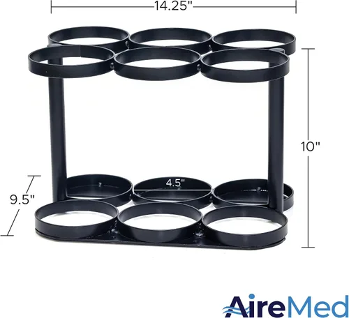 Vista 5 de AireMed Soporte para tanque de oxígeno – Capacidad para (6) tanques de tamaño E, D o M9/C – Estante de cilindro de oxígeno resistente