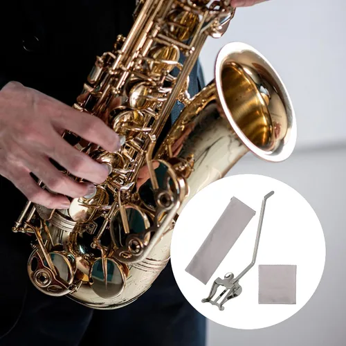 Vista 6 de Yibuy Sax Abrazadera Clip Lira para Saxofón Alto Tenor Banda Para Marcha Clips Plata