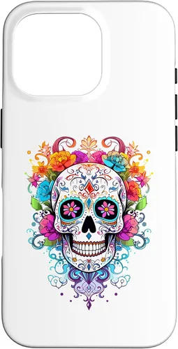 Vista 20 de Halloween Sugar Skull Flower Calavera Dia De Los Muertos Case for iPhone 17