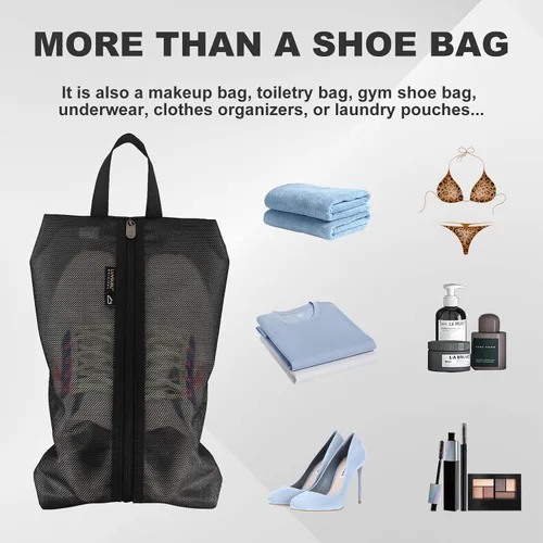 Vista 6 de Luvsusu Bolsas de zapatos esenciales de viaje, resistentes al agua, para hombres y mujeres, organizador portátil de almacenamiento de zapatos