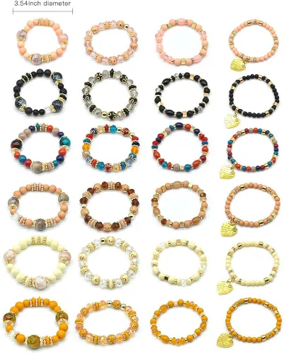 Vista 5 de VONRU - Conjuntos de pulseras bohemias para mujer 6 juegos de pulseras elásticas apilables multicolor estilo hippie joyas finas