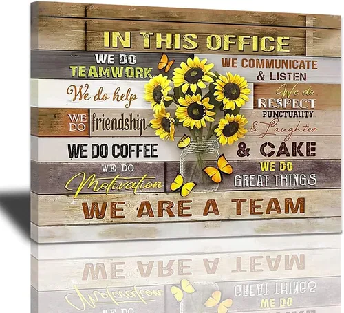 Vista 11 de Arte de pared inspirador para la oficina, impresiones en lienzo, citas motivacionales, póster artístico en esta oficina, We Are A Team, decoración