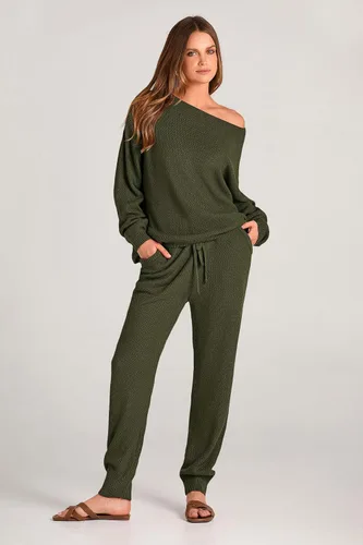 Vista 9 de PRETTYGARDEN Conjunto de 2 piezas para mujer, sudadera de manga larga y pantalones largos, ropa de descanso