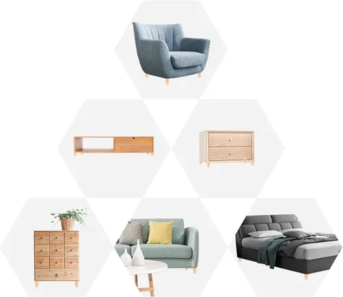 Vista 7 de Juego de 4 patas redondas de madera maciza de 2 pulgadas para muebles, sofá cama, silla de café, escritorio, patas rectas con pernos preperforados