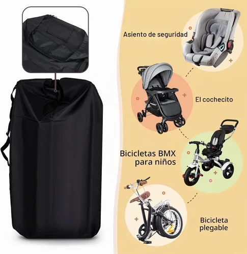Vista 4 de LIHAO Bolsa de cochecito para avión, bolsa de viaje para asiento de automóvil, color negro Bolsa de transporte de viaje impermeable Oxford 600D