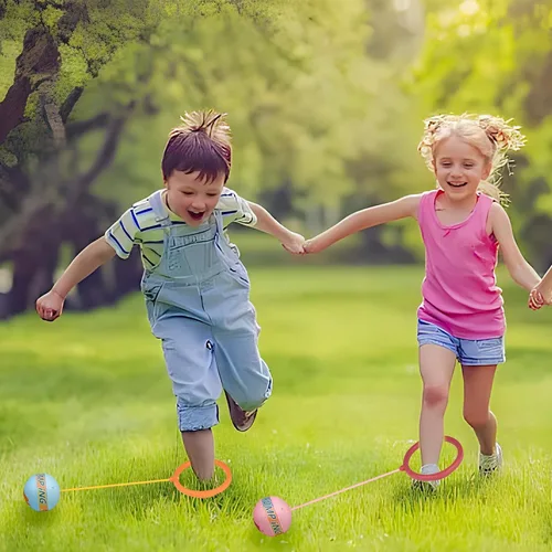 Vista 6 de 3 unidades de bolas de salto de tobillo iluminadas, juego deportivo que brilla en la oscuridad para adultos, anillo de salto para niños, recreo