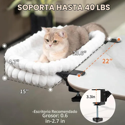 Vista 7 de CHEERPALS Cloud - Hamaca plegable para gatos de interior Blanco