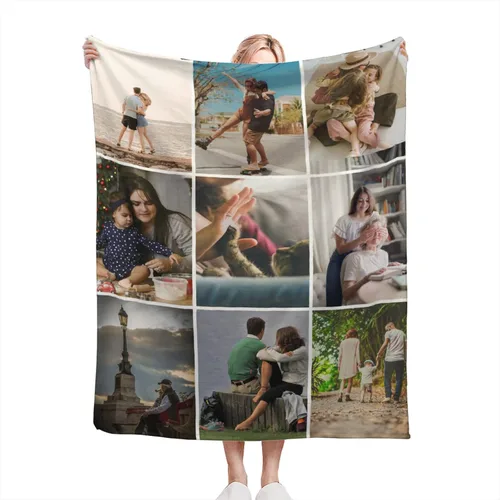 Vista 11 de Manta personalizada con foto, manta personalizada de franela polar para madre, padre, familia, amigos, amantes de mascotas, boda, día de San 1 Foto