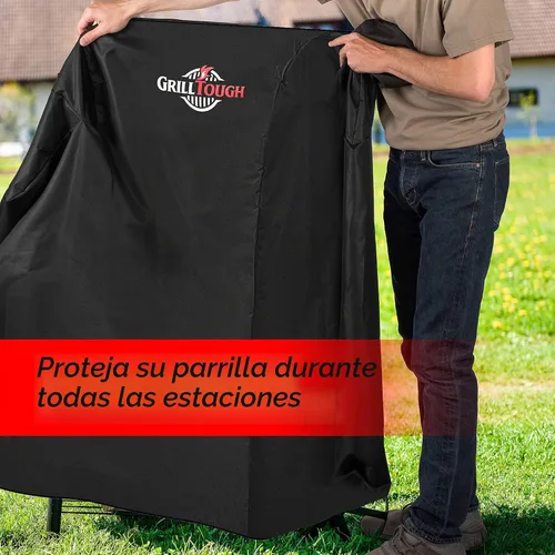 Vista 6 de GrillTough Funda para Ahumador de Servicio Pesado, 30 Pulgadas – Impermeable, Resistente a la Intemperie, Resistente a los Rayos UV y a la Negro