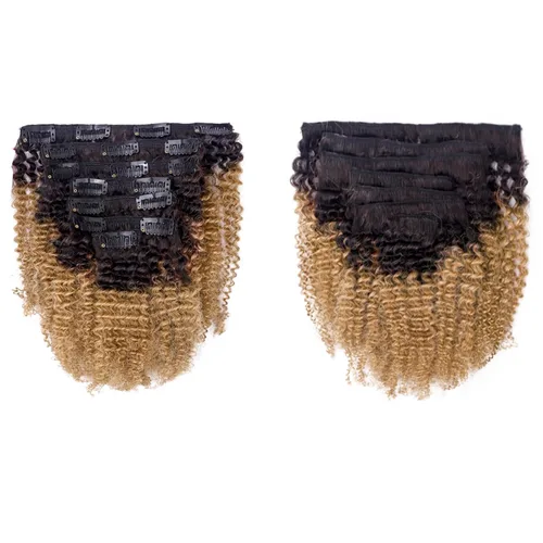 Vista 3 de Anrosa Kinkys - Extensiones de cabello humano rizado con clip, 3C 4A, extensiones de cabello natural afro rizado con clip, extensiones de cabello