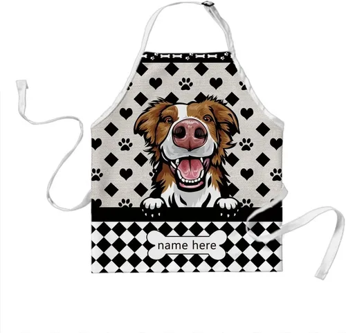 Vista 17 de Delantal de aseo de perros de lunares personalizado lindo perro Airedale, rojo (Airedale)