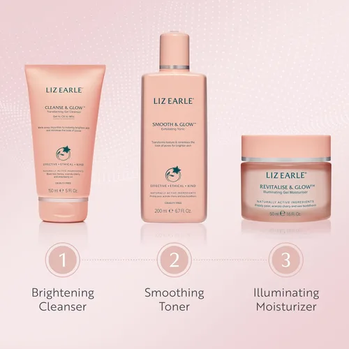 Vista 5 de Liz Earle Limpiador en gel transformador Cleanse & Glow – Limpiador suave, lavado facial y desmaquillante – Ayuda a minimizar la apariencia