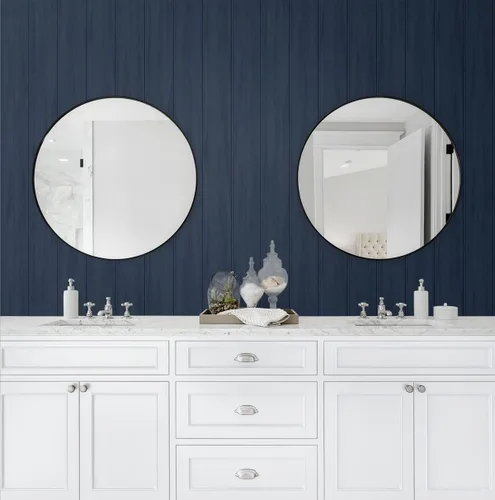 Vista 2 de Papel pintado prepegado con panel de madera sintética (azul naval)