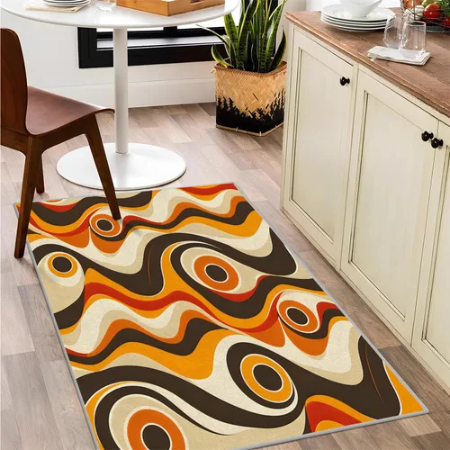 Vista 28 de Alfombra retro con flores, alfombra vintage de 2 x 3 pies, lavable antideslizante, para interiores, para entrada, entrada, cocina, mesita de noche