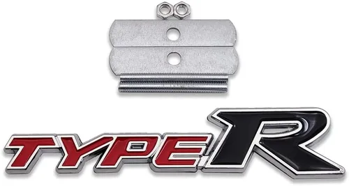 Vista 7 de Emblema de parrilla delantera de coche de metal cromado con logo Type-R + insignia de tapa de maletero de carreras 3D Type, calcomanía adhesiva Rojo
