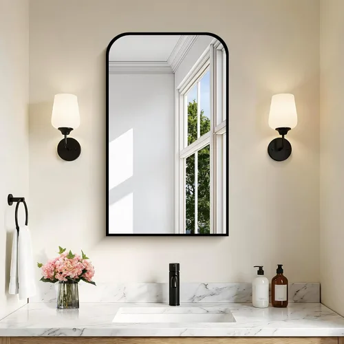 Vista 26 de COFENY Espejo de baño, espejo rectangular negro de 16 x 24 pulgadas para montar en la pared con marco delgado, espejos de tocador de baño para sobre